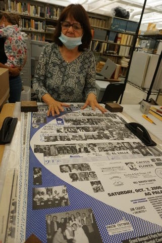 Charlene Garcia Simms, Hispanic resource librarian with the Pueblo County Library, talking about Pueblo's musical history. Photo courtesy of Xóchitl C. Chávez.
